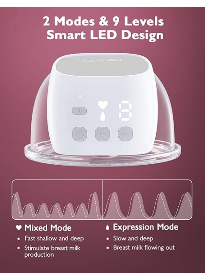 Momcozy S9 Pro Electric Breast Pump, Hands Free Breast Pump with LED Display, Portable Electric Breast Pump with 2 Modes and 9 Levels - 24mm, 2 Pack Gray - Image 4
