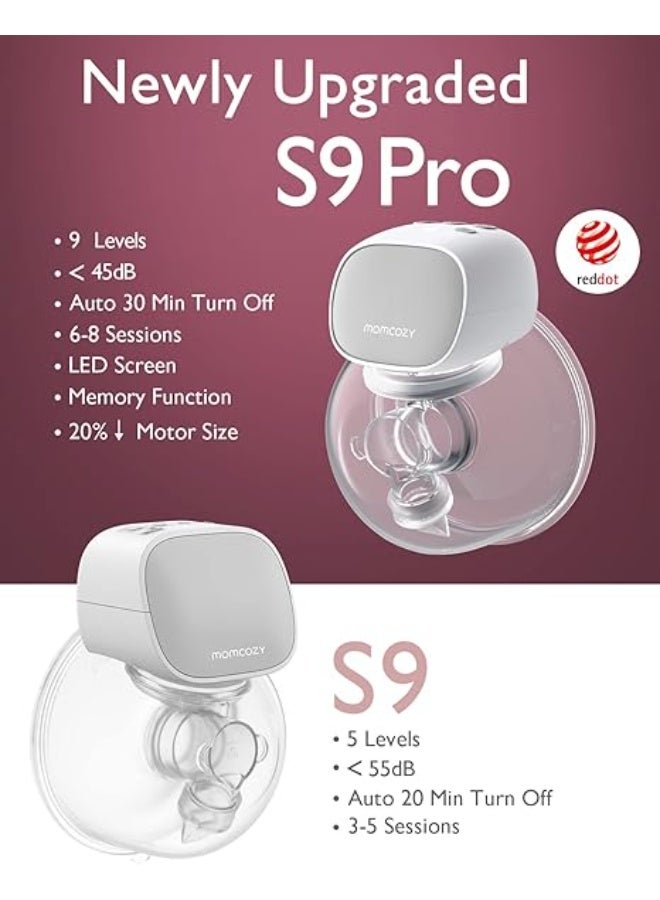 Momcozy S9 Pro Electric Breast Pump, Hands Free Breast Pump with LED Display, Portable Electric Breast Pump with 2 Modes and 9 Levels - 24mm, 2 Pack Gray - Image 3