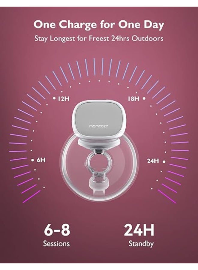 Momcozy S9 Pro Electric Breast Pump, Hands Free Breast Pump with LED Display, Portable Electric Breast Pump with 2 Modes and 9 Levels - 24mm, 2 Pack Gray - Image 5