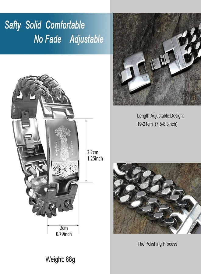 bahamut Mens Viking Odin Gungnir Stainless Steel Cool Cuban Chain Link Bracelet for Men,Norse Cuff Wristband Jewelry (Odin's Gungnir) - Image 4
