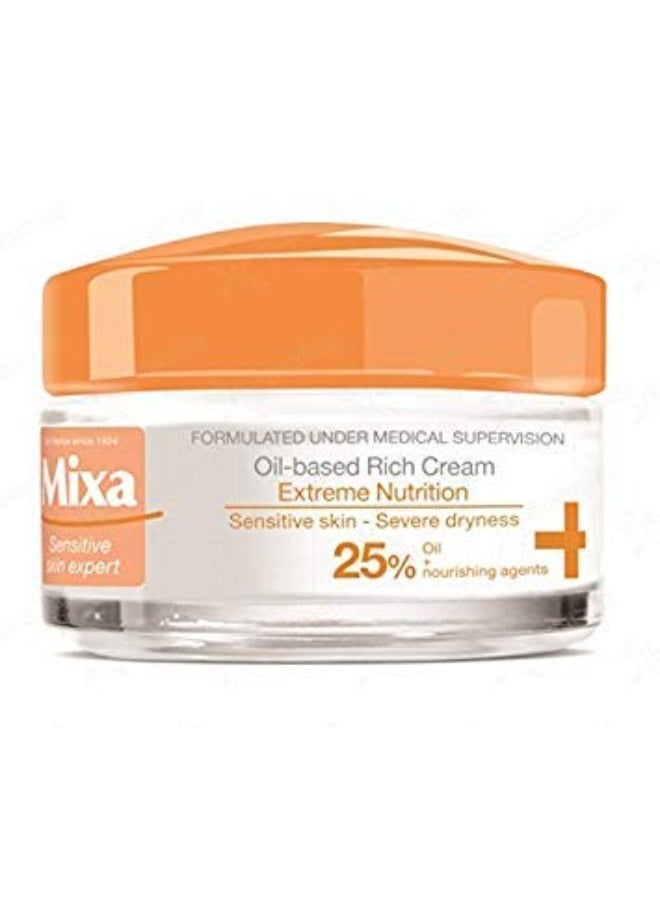 mixa ميكسا للتغذية القصوى، كريم غني بـ 25% من زيت زهرة الربيع المسائية وعوامل مغذية - للبشرة الجافة/الحساسة 50 مل - Image 1