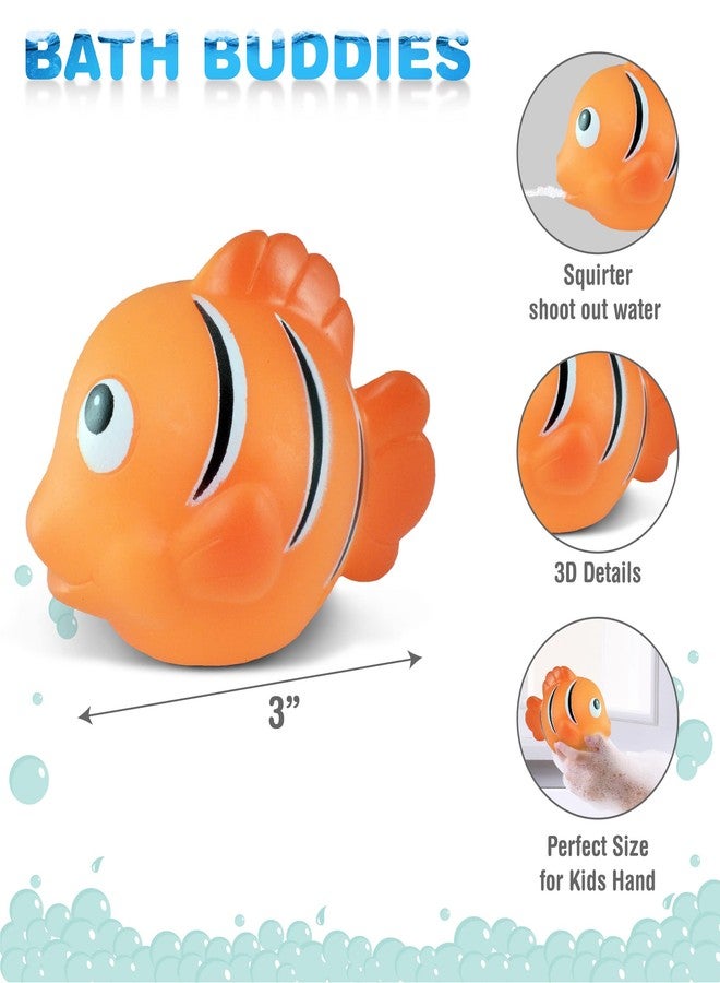 Puzzled DolliBu Clown Fish Bath Buddy Squirter - Floating Orange Fish Rubber Bath Toy, Fun Water Squirting Bathtime Play for Toddlers, Soft Sea Life Animal Toy for The Bathtub, Beach, & Pool for Girls & Boys - Image 2
