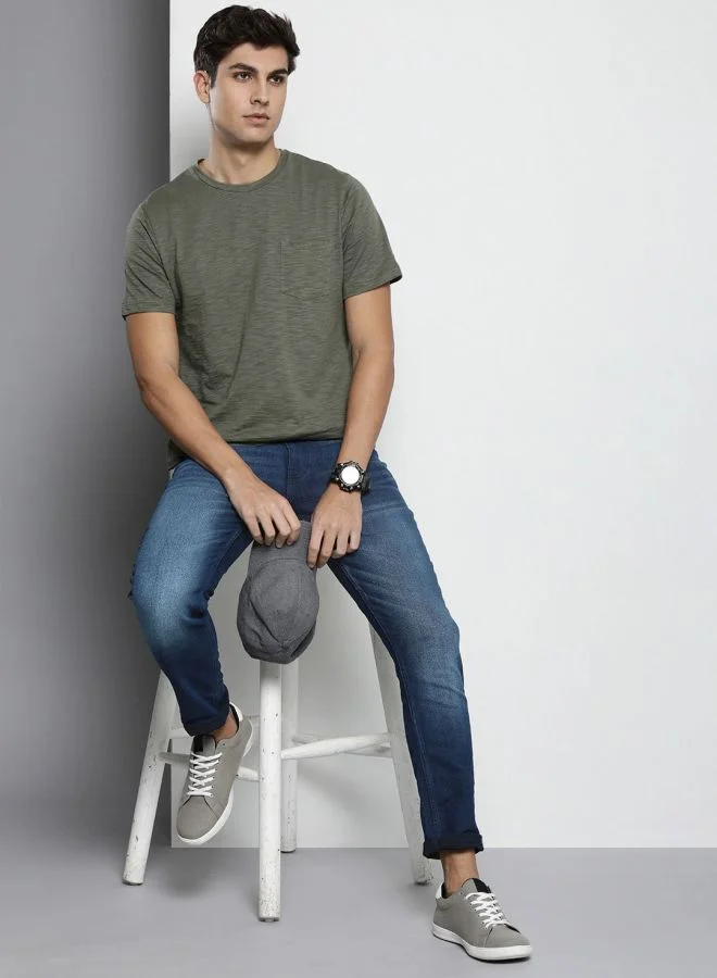 The Indian Garage Co Men Slim Fit Solid Mid-Rise Stretchable Jeans