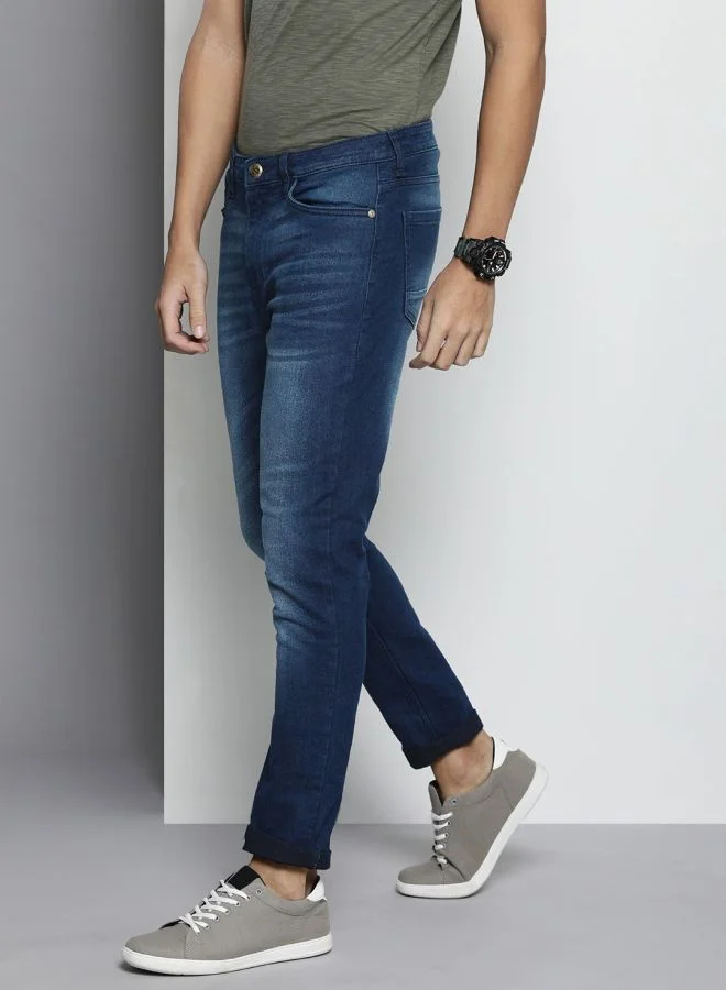 The Indian Garage Co Men Slim Fit Solid Mid-Rise Stretchable Jeans