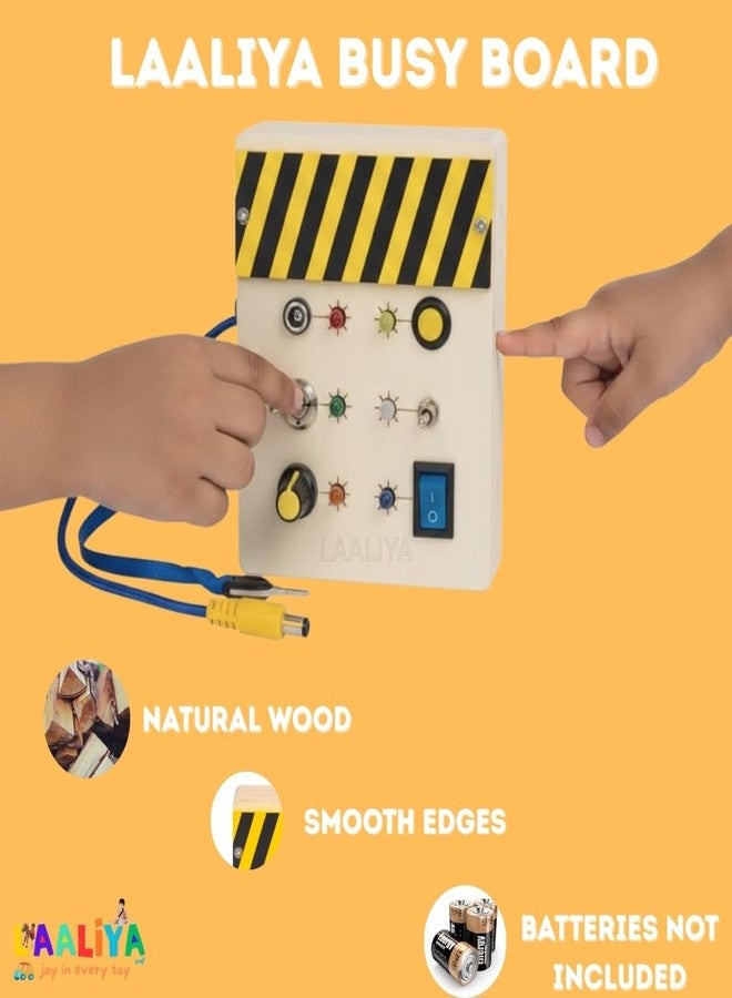 LAALIYA Wooden Busy Board for Kids | Montessori Activity Board with Lights, Switches, Buttons & Keys | Early Learning Sensory Toy for Toddlers | STEM Motor Skill Development Toy - Image 5