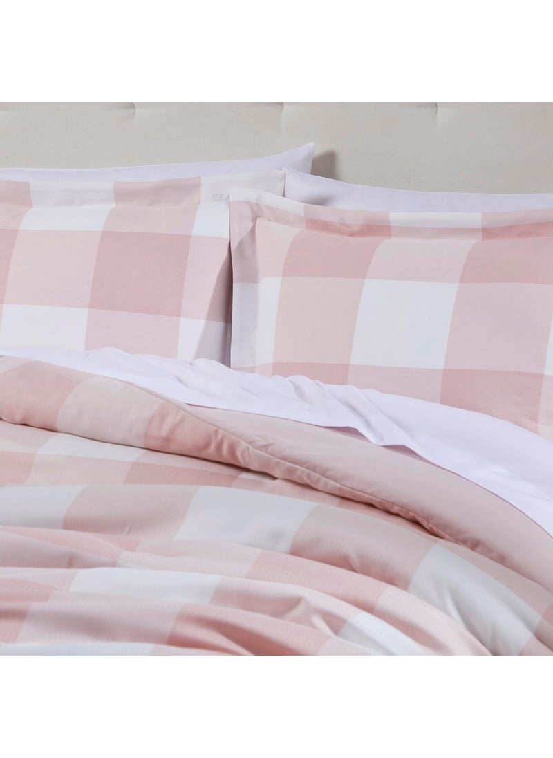 Sweet Home Collectio 7 Piece Comforter Set Bag Solid Color All Season Soft Down Alternative Blanket & Luxurious Microfiber Bed Sheets  Twin  Checkered Box Blush  - Image 4