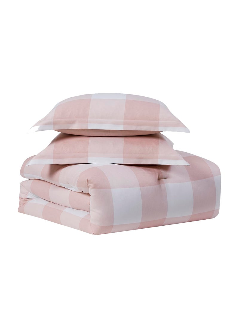 Sweet Home Collectio 7 Piece Comforter Set Bag Solid Color All Season Soft Down Alternative Blanket & Luxurious Microfiber Bed Sheets  Twin  Checkered Box Blush  - Image 3