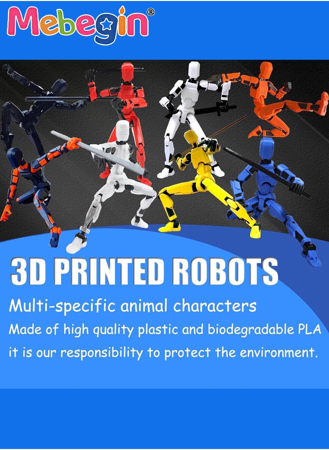 5 Pack Assembly Completed T13 Action Figure Set, Fully Articulated Titan 13 Action Figure, Dummy 13 Action Figure with Movable Joints and Abundant Accessories, 3D Printed Multi-Jointed Robots, Creat