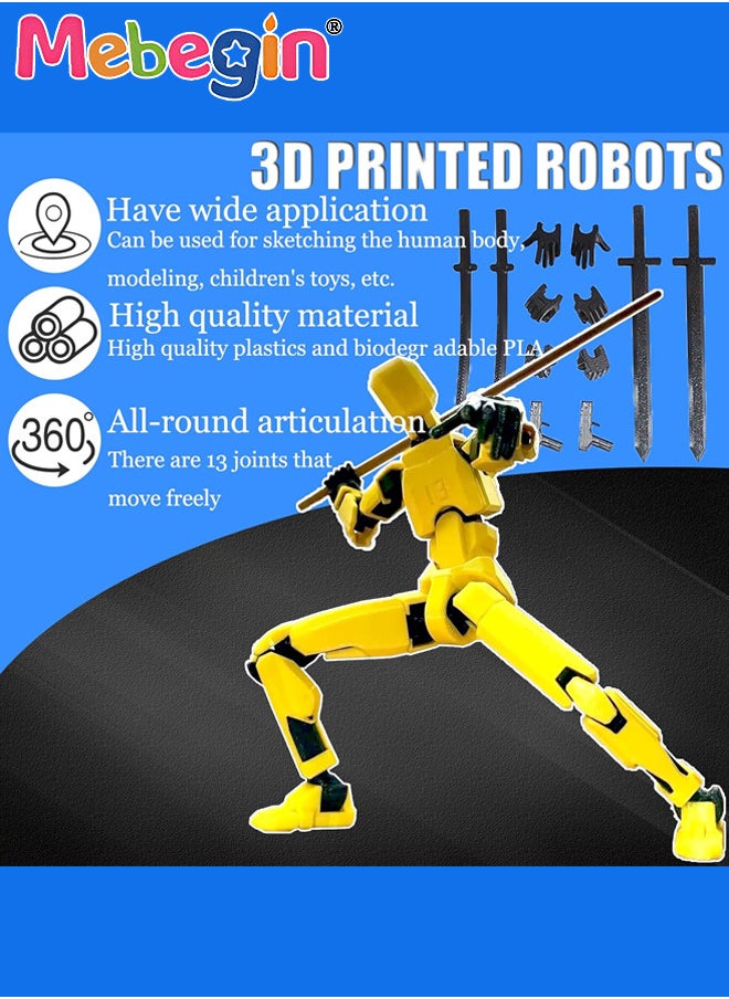 5 Pack Assembly Completed T13 Action Figure Set, Fully Articulated Titan 13 Action Figure, Dummy 13 Action Figure with Movable Joints and Abundant Accessories, 3D Printed Multi-Jointed Robots, Creat