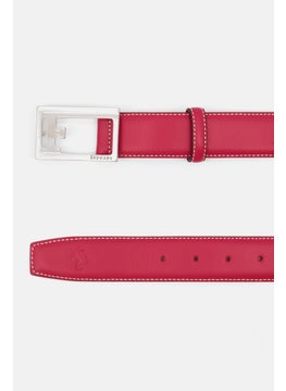 Ferrari Men Brand Logo Leather Belt, Red  - Image 2