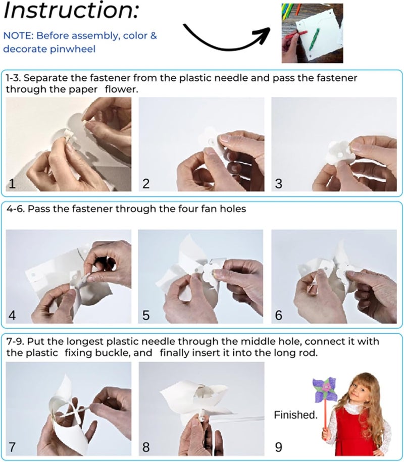 Poen 48 جهاز كمبيوتر شخصي DIY Pinwheels للأطفال بالجملة ، ورقة أبيضة فارغة الحرف 5 في اللون نشاط طاحونات الرياح الخاصة بك ، مصالح الحفلة الصيفية الوطنية للأطفال ، إمدادات مشروع الفن في الفصول الدراسية - Image 5