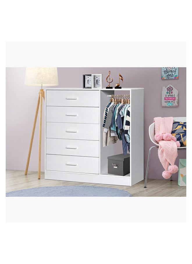 Home Box - Vanilla Cody Chest of 5-Drawers With Hanger 118x119x44 cm - Image 1
