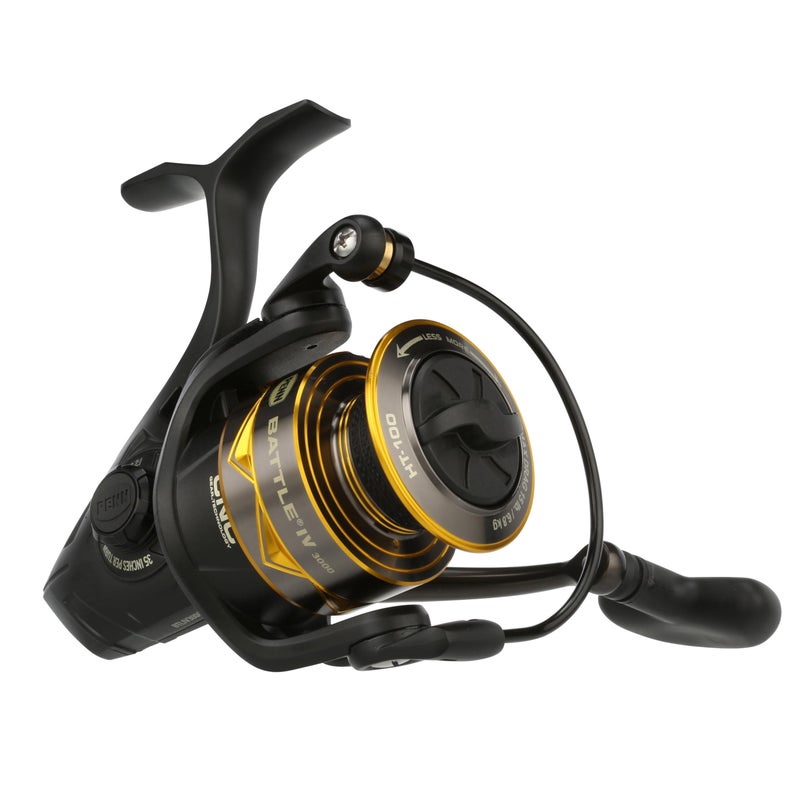 Penn Battle IV Size 3000 Spinning Fishing Reel, Full Metal Body and Sideplate, CNC Gear Technology, Hydro Armor Seals Critical Area from Water Intrusion, HT-100 Drag System - Image 1