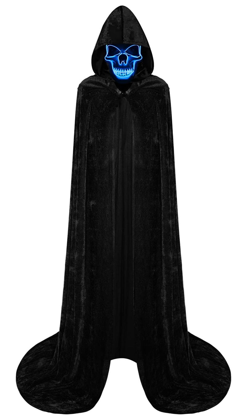 Double Couple Halloween Costumes for Adults with Scary Light up Mask Cosplay Cape Costumes Cloak with Hood for Women Men - Image 1