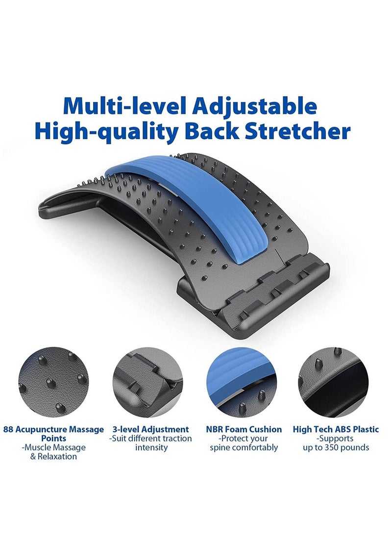 Beauenty Back Stretcher - 3 Heights Adjustable Back Stretcher for Pain Relief, Lower Back Stretcher with Massaging Points u0026 Cushion Foam, Spine Deck for Office Chair, Car, Travel(Blue)  - Image 2