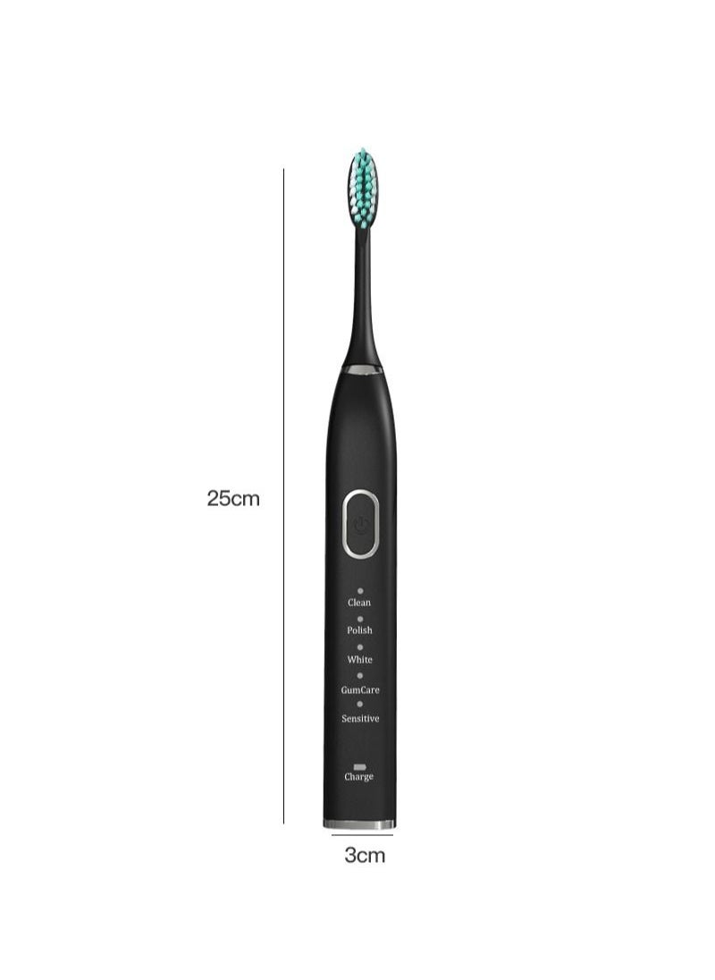 Sharpdo - Sonic Electric Toothbrush with 3 Brush Heads for Adults and Kids, One Charge for 180 Days,5 Modes  Rechargeable Electric Toothbrush(Black) - Image 1