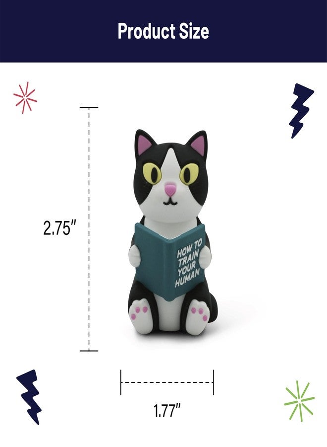 GOOFBALLS Little Readers - Cute Figurines for Bookshelves, Desks, Terrariums & Home Decor - Book-Loving Animal Statues - Cat - Image 3