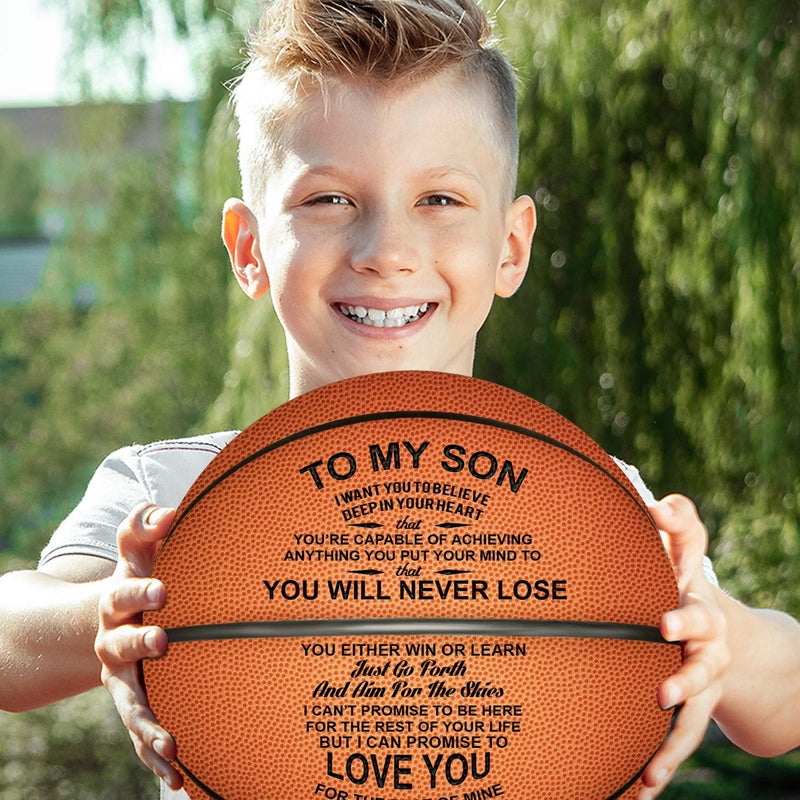 Kenond Kenon Engraved 29.5 Inch Basketball for Son - Personalized Basketball Indoor/Outdoor Game Ball- You Will Never Lose Encouragement Gift for Graduation Birthday Christmas (for Son from Mom) - Image 2
