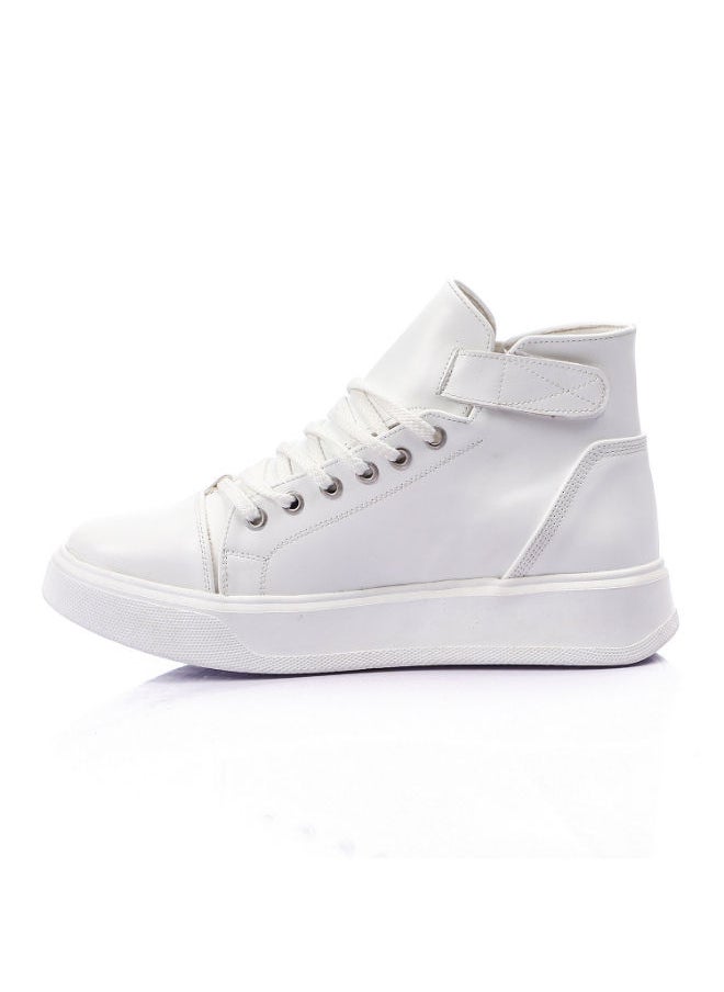 Mr.joe Double Closure High Top Plain Sneakers - White  - Image 4