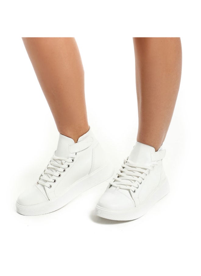 Mr.joe Double Closure High Top Plain Sneakers - White  - Image 2