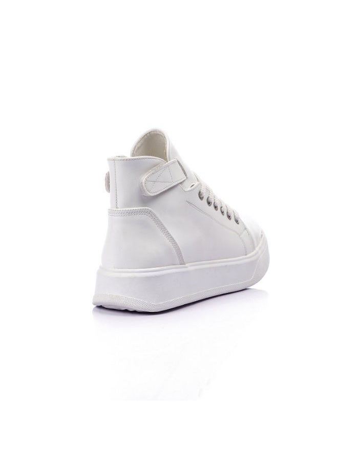 Mr.joe Double Closure High Top Plain Sneakers - White  - Image 3