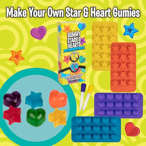 SCS Direct Silicone Gummy Star & Heart Candy Molds- 4 Pack BPA-Free Chocolate Mold Set w 2 Droppers- Nonstick Flexible Baking Trays for Gummies, Candy, Ice Cubes- Makes 60 Pieces- Great for Homemade Easter Candy - Image 3