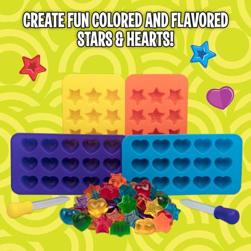 SCS Direct Silicone Gummy Star & Heart Candy Molds- 4 Pack BPA-Free Chocolate Mold Set w 2 Droppers- Nonstick Flexible Baking Trays for Gummies, Candy, Ice Cubes- Makes 60 Pieces- Great for Homemade Easter Candy - Image 5