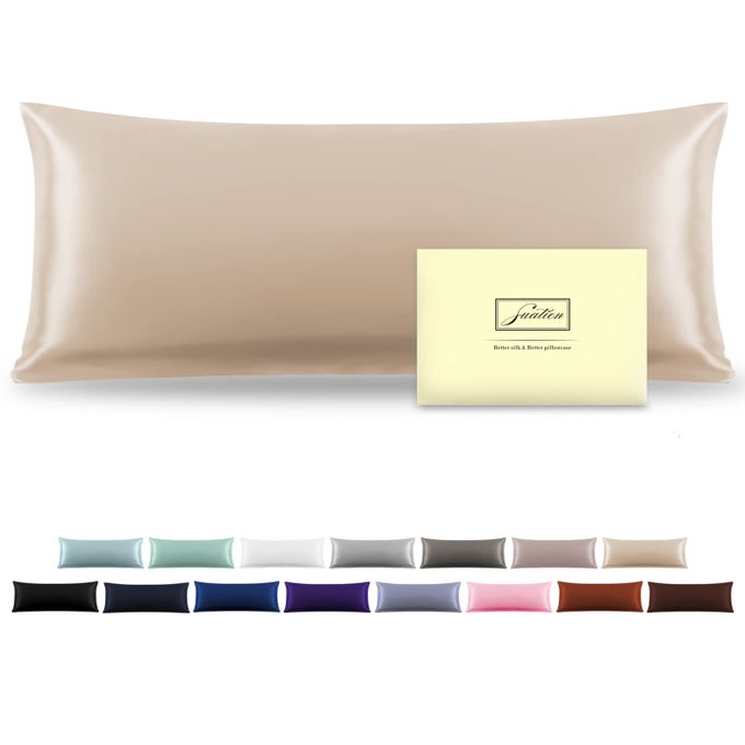 SILK BODY PILLOWCASE MULBERRY SILK PILLOWCASE BODY PILLOW CASES WITH ZIPPER SOFT BREATHABLE SMOOTH COOLING 20X54 INCHES BODY PILLOW PILLOWCASE FOR SLEEP CHAMPAGNE20X 541PCS