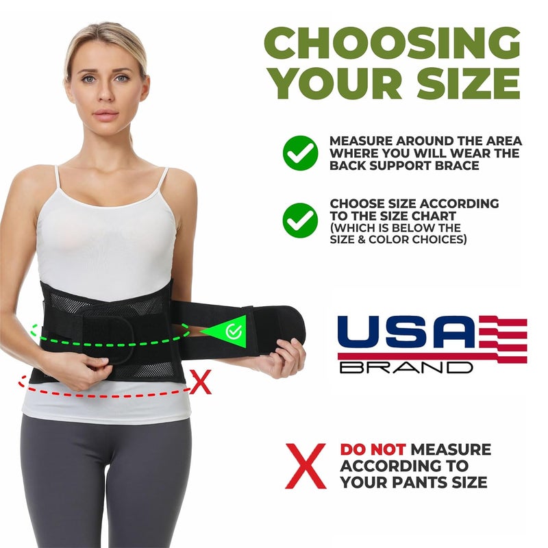 NeoTech Care Lower Back Brace for Women or Men, Lumbar Back Support Belt (Black, Size L) - Image 2