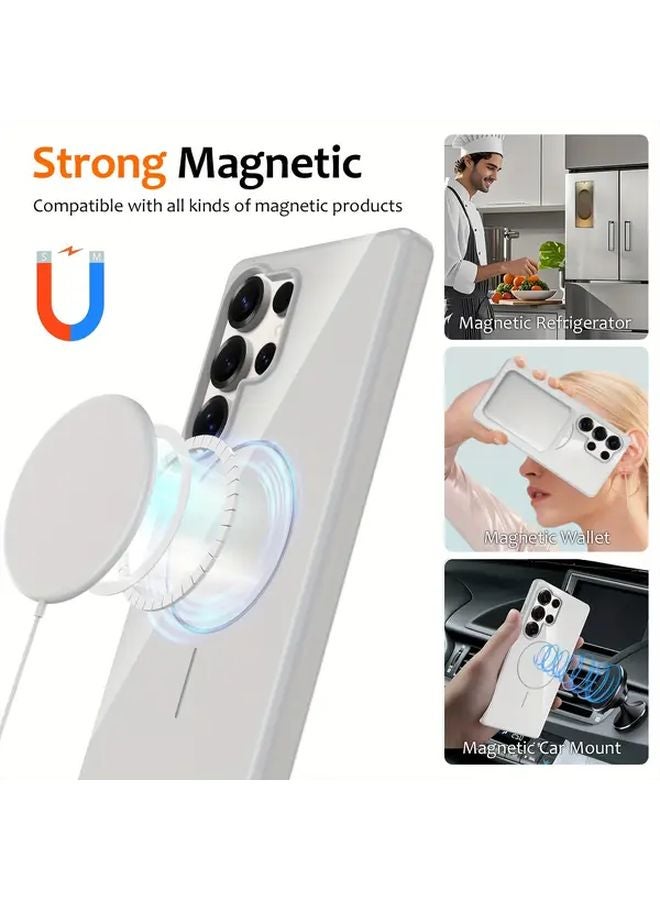 Galaxy S24 FE Case Blue Magnetic Charging Anti Drop Silicone Cover with Fleece Lining - Image 2