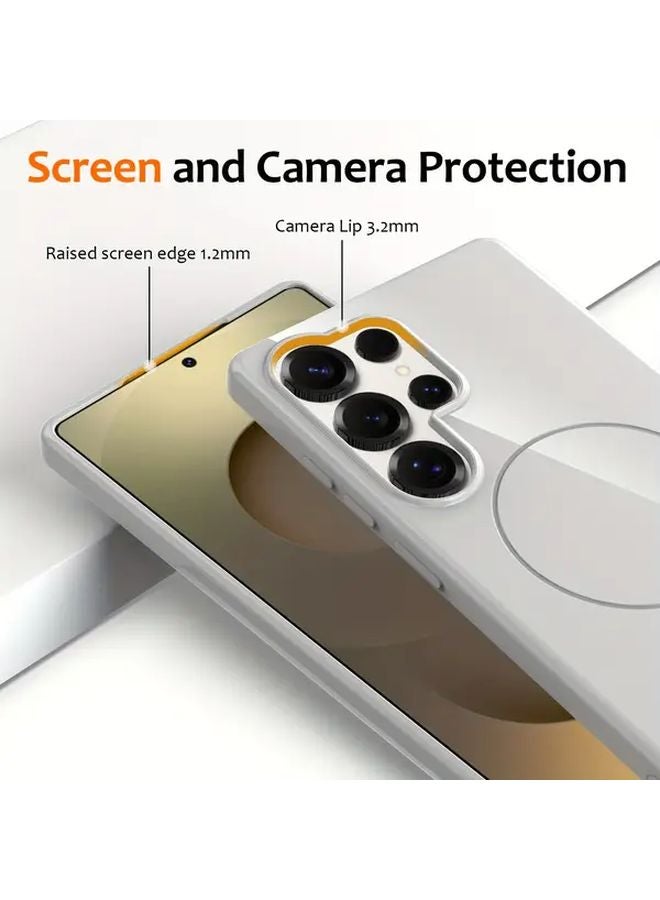 Galaxy S24 FE Case Blue Magnetic Charging Anti Drop Silicone Cover with Fleece Lining - Image 3
