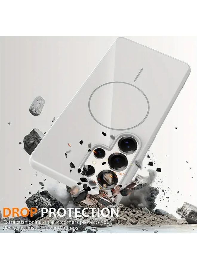 Galaxy S24 FE Case Blue Magnetic Charging Anti Drop Silicone Cover with Fleece Lining - Image 4