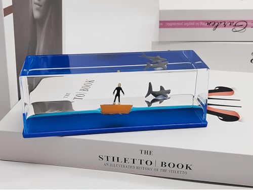 YimiBloss Unsinkable Surfing Boy and Sharks Wave in The Sea in a Box Desk Decorations Ship Fluid Drift Bottle Ornament Paperweight Novelty Gift for Ocean Lovers (Surf Boy-1) - Image 4