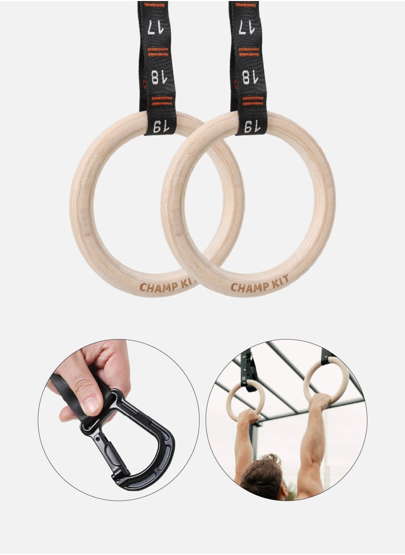 CHAMP KIT - Gymnastics Rings - Adjustable with Numbered Straps and Premium Quality - Perfect for Calisthenics and Home Workouts - Image 1