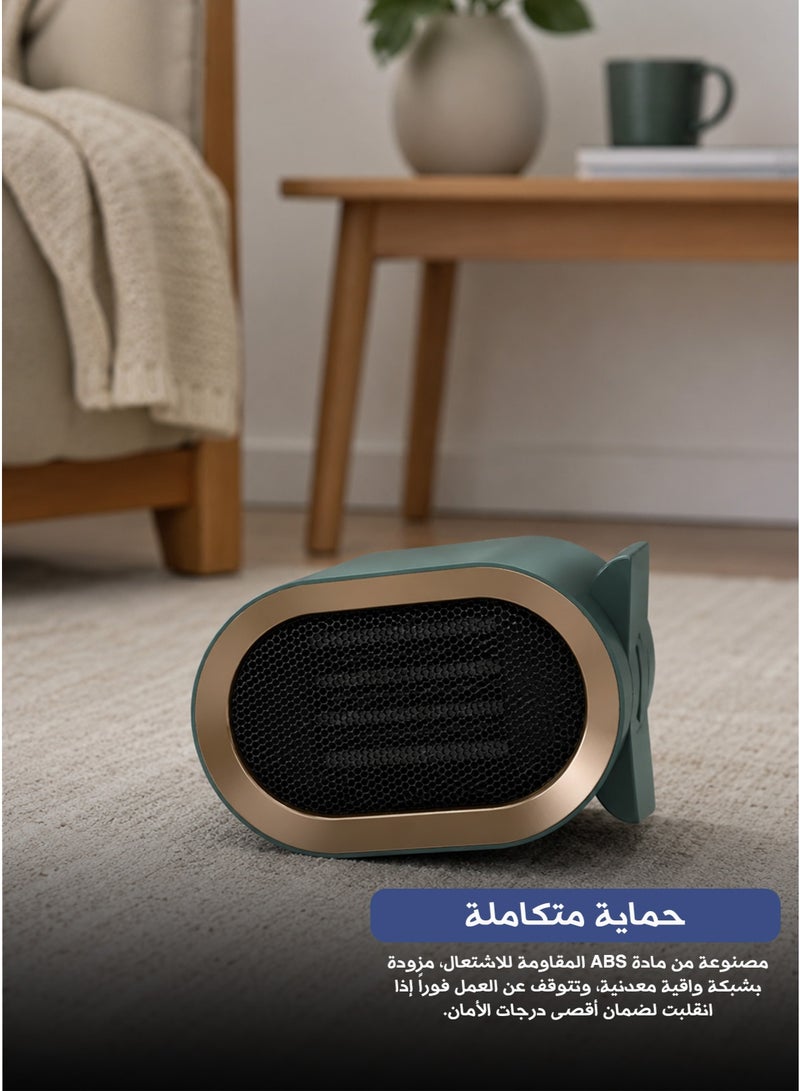 نامبيج سخان كهربائي سيراميكي عالي الطاقة PTC - سخان سطح مكتب صغير Q بقوة 1200 واط مع تحكم في درجة الحرارة بوضعين (أخضر) - Image 3