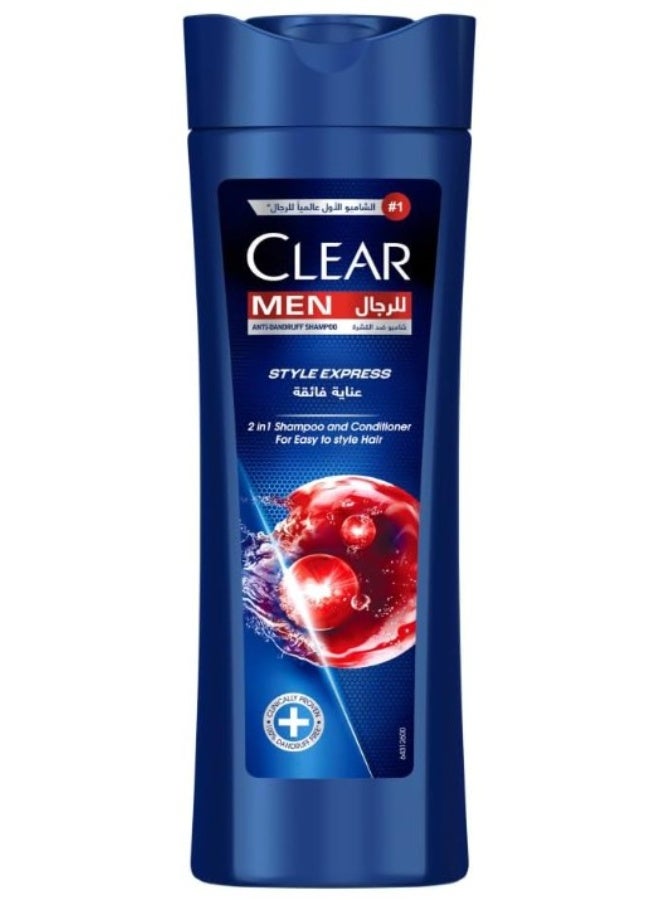 CLEAR 2in1 Shampoo & conditioner for men, anti dandruff shampoo, Style Express, 100% dandruff-free hair^ & nourished scalp, 400ml - Image 1