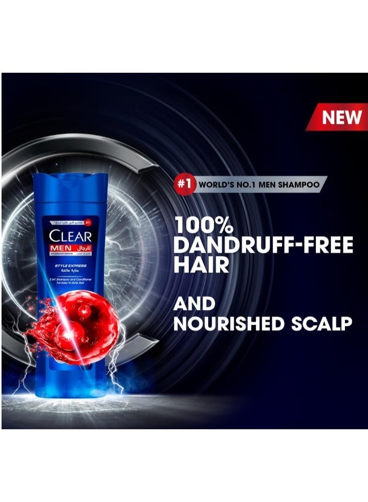 CLEAR 2in1 Shampoo & conditioner for men, anti dandruff shampoo, Style Express, 100% dandruff-free hair^ & nourished scalp, 400ml - Image 2