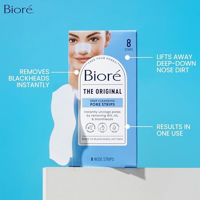 Bioré Original Blackhead Remover Strips, Deep Cleansing Nose Strips With Instant Pore Unclogging, Features C-Bond Technology, Oil-Free, Non-Comedogenic Use, 14 Count - Image 4