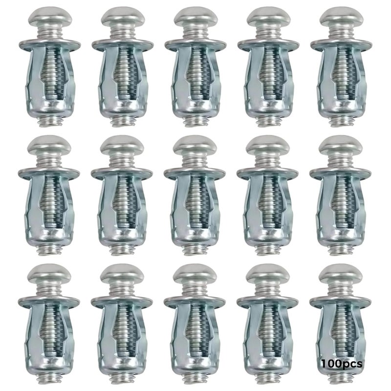 مجموعة مراسي الجدار المجوفة 100 من صواميل جاك ومسامير مطلية بالزنك 0.98 بوصة للجدران الجافة والخشب والبلاستيك - Image 2