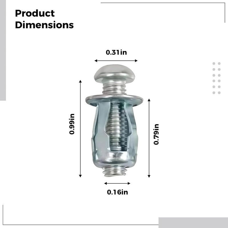 مجموعة مراسي الجدار المجوفة 100 من صواميل جاك ومسامير مطلية بالزنك 0.98 بوصة للجدران الجافة والخشب والبلاستيك - Image 4
