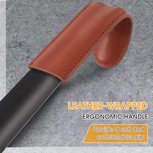 PALAY® Long Handle Shoe Horn for Men Stainless Steel Shoehorn 16.5 in Shoespooner with Leather Handle Cover for Seniors, Pregnant Women, Kids - Hanging Design Brown - Image 4