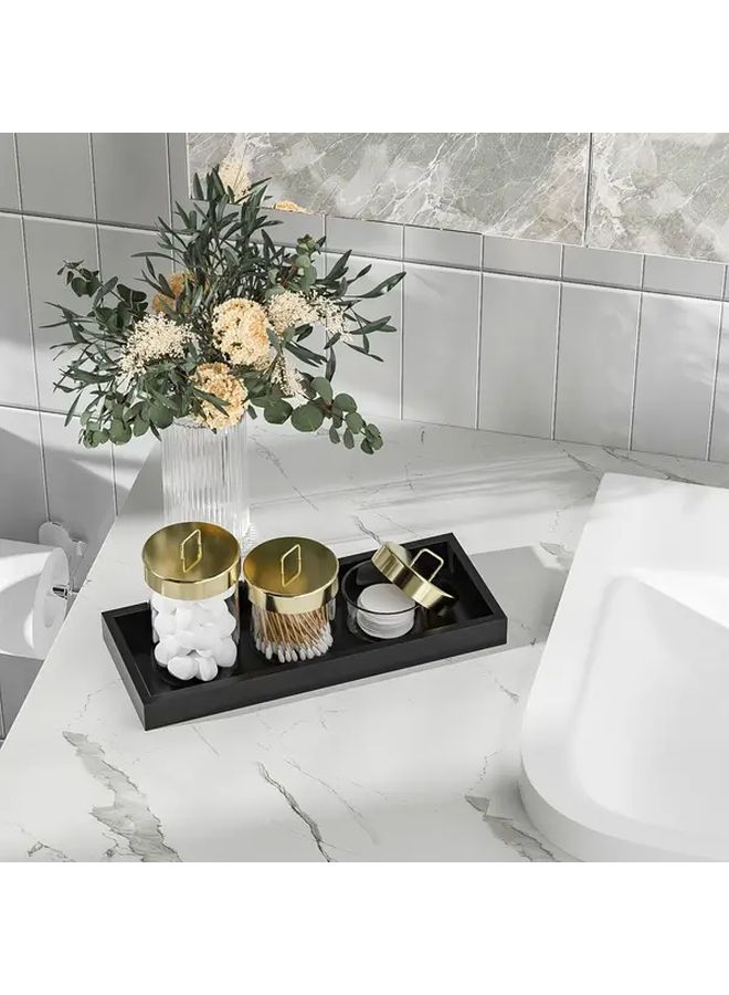 Modern Black Bathroom Vanity Organizer Tray With Lipped Edges Minimalist Design For Perfumes Candles And Soap Dispensers - Image 4