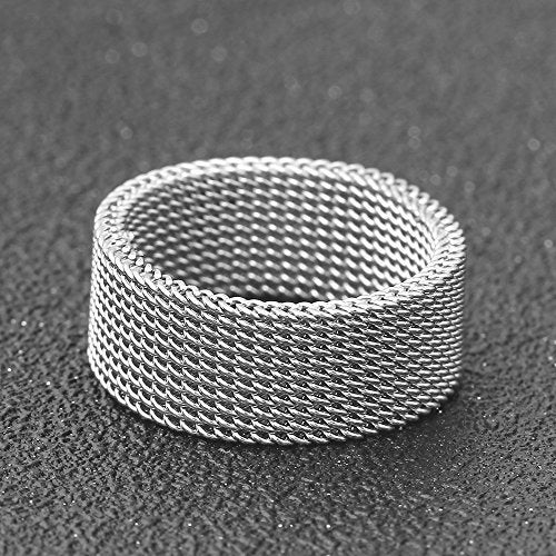 VQYSKO Stainless Steel Mesh Ring-Comfortable Fashionable Women and Man Engage Wedding Band, Size 4-13 (10, Silver) - Image 3
