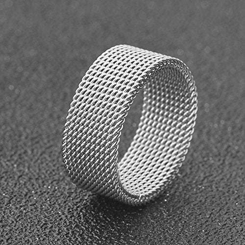 VQYSKO Stainless Steel Mesh Ring-Comfortable Fashionable Women and Man Engage Wedding Band, Size 4-13 (10, Silver) - Image 4
