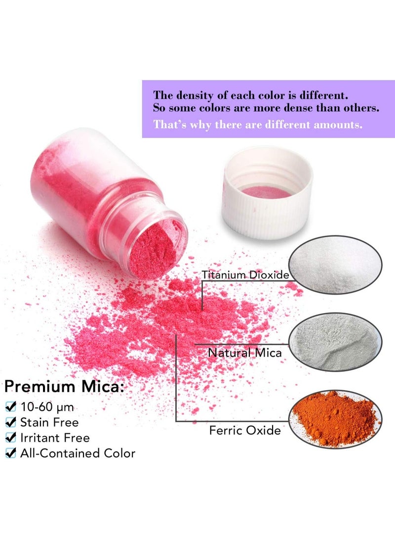 SEISSO Mica Powder Set - 15 Colors Pearlescent Powder Natural Cosmetic Grade Pigment for Epoxy Resin, Soap Making, Lip Gloss, Bath Bomb and DIY Craft, 10g/0.35oz Each - Image 5