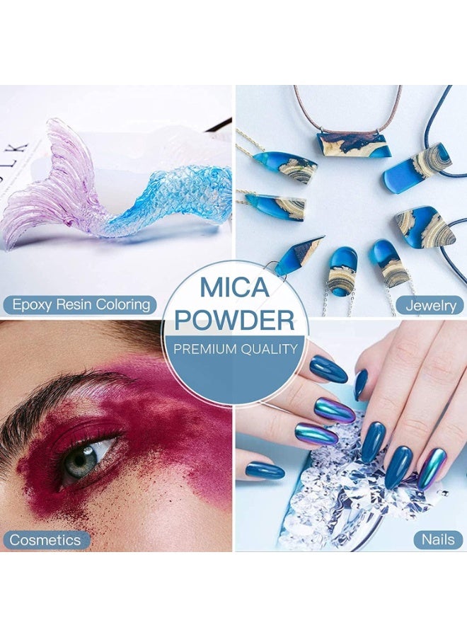 SEISSO Mica Powder Set - 15 Colors Pearlescent Powder Natural Cosmetic Grade Pigment for Epoxy Resin, Soap Making, Lip Gloss, Bath Bomb and DIY Craft, 10g/0.35oz Each - Image 2