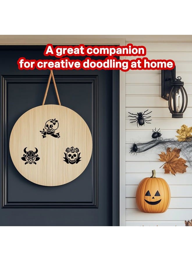 Felixcraft Skull Stencils for Painting, 64PCS 3x3 Inch Plastic Halloween Stencils for Crafts Reusable, Durable PET Material for Wood Signs, Wall Art, Fabric Painting, and Spooky DIY Art Projects - Image 5