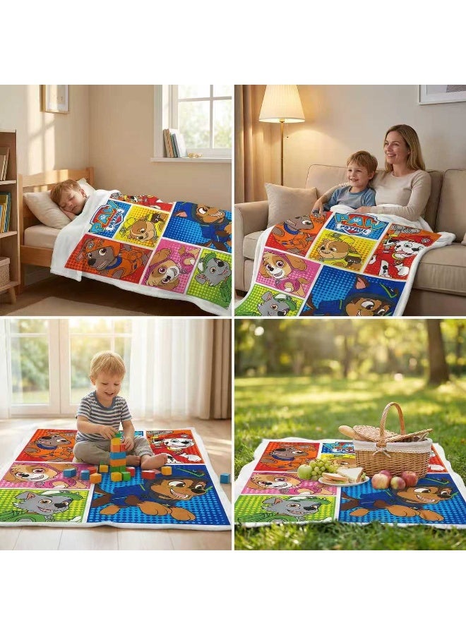 ILovhaprty PAW Patrol Kids Fleece Blanket 150×100cm, Super Soft Cozy Lightweight Cartoon Throw Blanket, Skin-Friendly Warm Flannel Blanket for Sofa Bed Car Travel, Perfect Eid Ramadan Gift for Boys Girls Toddlers - Image 3