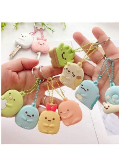 Y&D Cap Covers Animal Key Identifier Caps Cartoon Keychain Pendant for House Label Tags Multicolor Ring Combination Rubber ID Coding System to Identify Your 