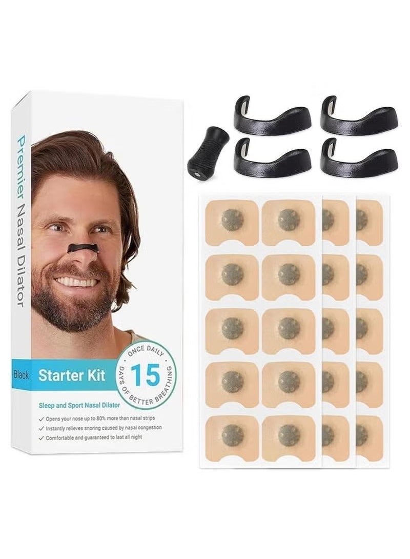 Generic Magnetic Nasal Strip ,30pcs for 15days, Black,Anti-snoring ,Boost Oxygen , Reduce Snoring, Improve Sleep Quality - Sweat Resistant, Skin Safe Nasal Strips - Extra Strength Snoring Solution nasal dilator  - Image 1